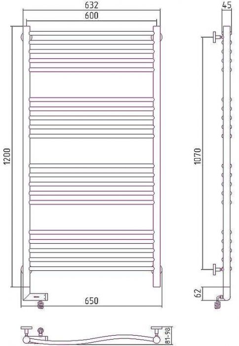 Электрический полотенцесушитель Сунержа Флюид 2.0 1200x600 L 00-5220-1260 Хром