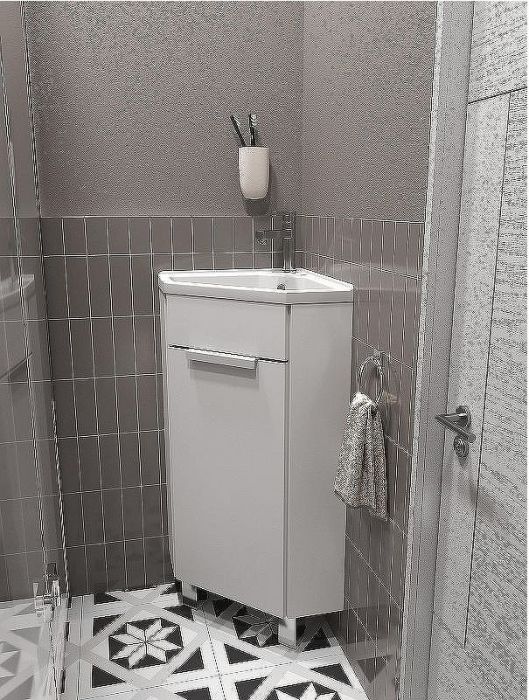 Тумба с раковиной 1MarKa Penta 37Н Ц0000001635 угловая Белый глянец