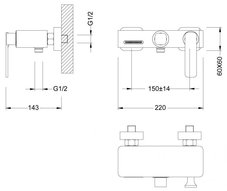 Смеситель для ванны с душем Timo Torne 4314/03Y черный