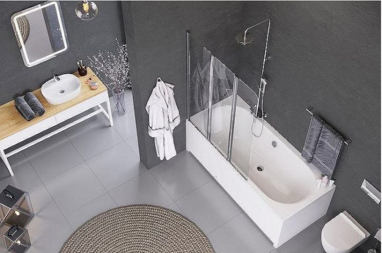 Шторка на ванну Excellent Fliper 120 L KAAX.1309.1200.LE профиль Хром стекло прозрачное