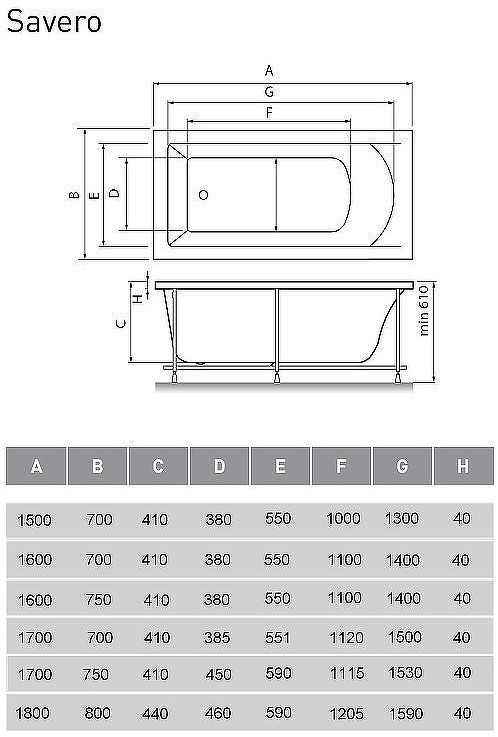 Акриловая ванна Vayer Savero 170x75 Гл000009148 без гидромассажа