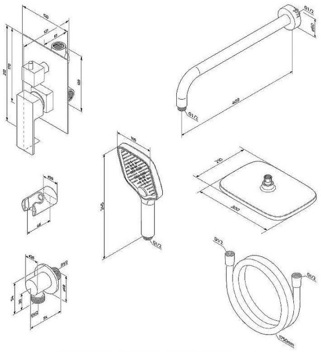 Душевая система Damixa Gala 953520300 Черная матовая