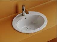 Раковина встраиваемая сверху CERAMICANOVA Sun с отверстием слива - перелива овальной формы CN6079
