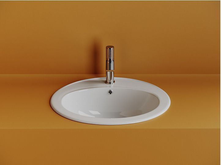 Раковина встраиваемая сверху CERAMICANOVA Sun с отверстием слива - перелива овальной формы CN6079