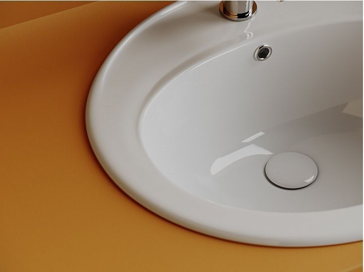Раковина встраиваемая сверху CERAMICANOVA Sun с отверстием слива - перелива овальной формы CN6079