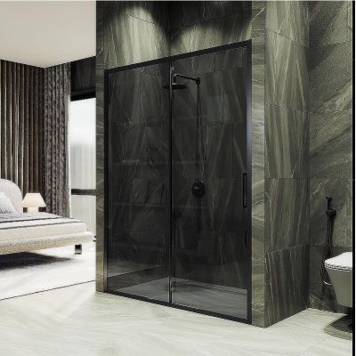 Душевая дверь Maybah Glass MGD-1284-6 1200x1950 раздвижная профиль Черный стекло графитовое