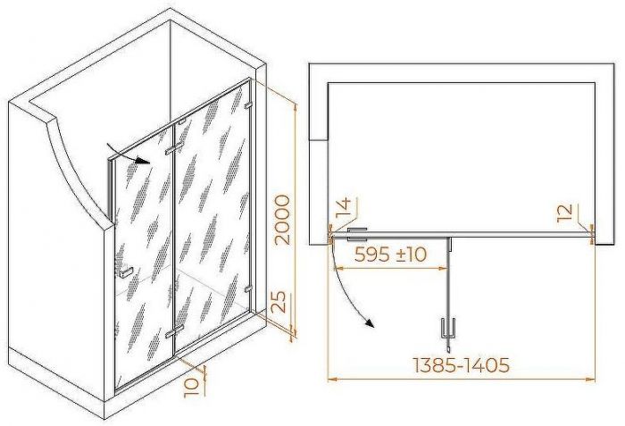 Душевая дверь RGW Stilvoll SV-004 140 353200414-21 профиль Хром стекло матовое