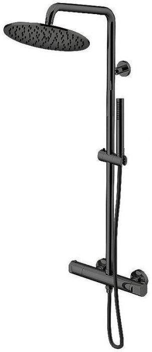 Душевая система Gattoni Circle Two KIT/TS60NO с термостатом Черная матовая