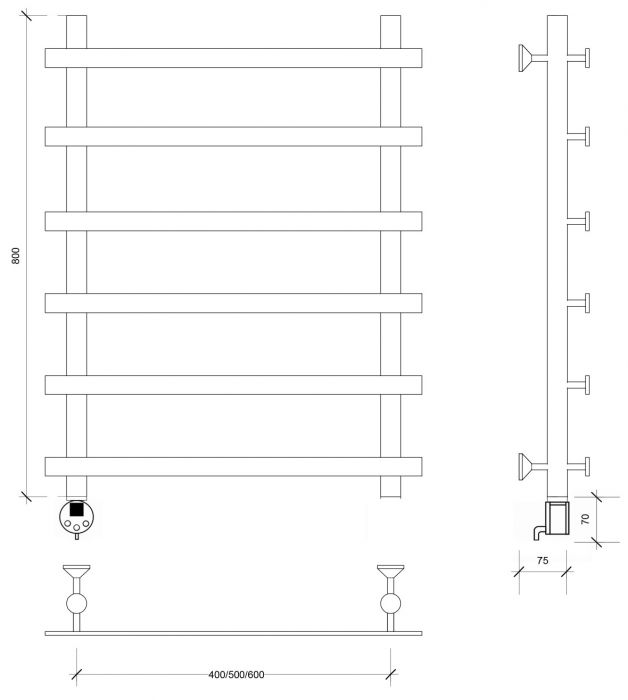 Полотенцесушитель электрический Secado Понтида 1 80x40x50 черный матовый