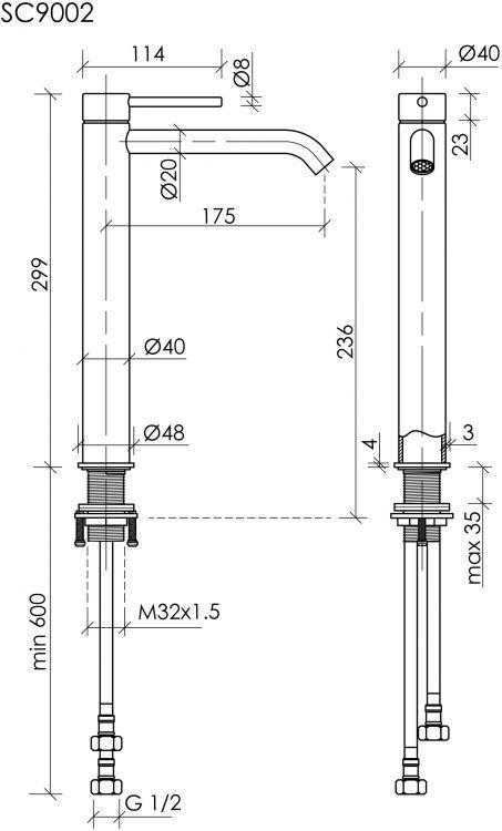 Смеситель для раковины SANCOS высокий Etna, хром, SC9002CH