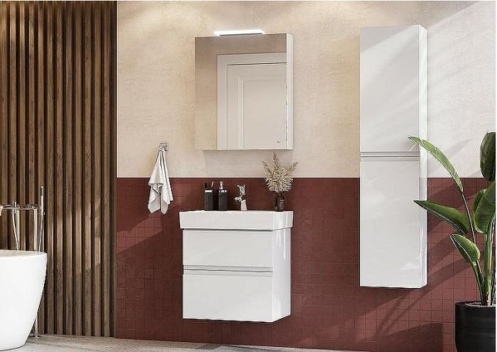 Зеркальный шкаф Roca Oleta 60 R A857646501 с подсветкой Белый матовый