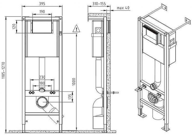 Инсталляция Cersanit Vector IN-MZ-VECTOR для унитаза без клавиши смыва Инсталляция Cersanit Vector IN-MZ-VECTOR для унитаза без клавиши смыва