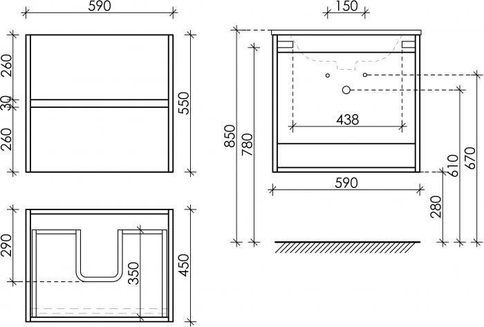 Тумба подвесная SANCOS под раковину Urban, белый глянец 590х450х550, UR60W