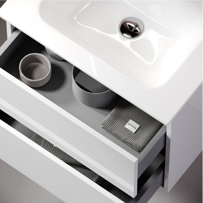 Тумба подвесная SANCOS под раковину Urban, белый глянец 590х450х550, UR60W