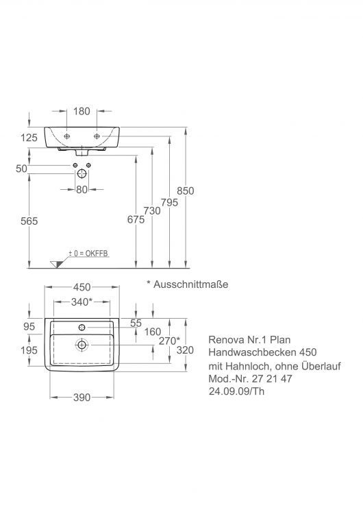 Раковина Keramag Renova Nr.1 Plan, 272147000
