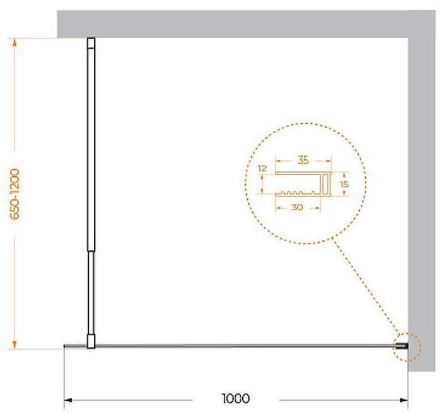 Душевая перегородка BelBagno Kraft 100 KRAFT-L-1-100-C-NERO профиль Черный матовый стекло прозрачное