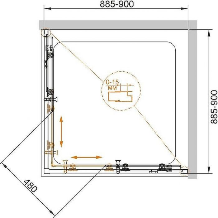 Душевой уголок Cezares Eco 90x90 ECO-O-A-2 профиль Черный стекло прозрачное