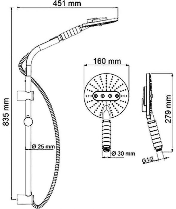Душевой гарнитур WasserKRAFT A044 Хром