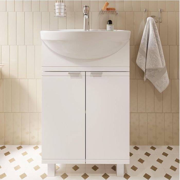 Тумба с раковиной DIWO Дмитров 50 цвет Белый