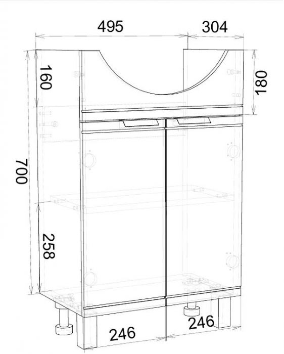 Тумба с раковиной DIWO Дмитров 50 цвет Белый