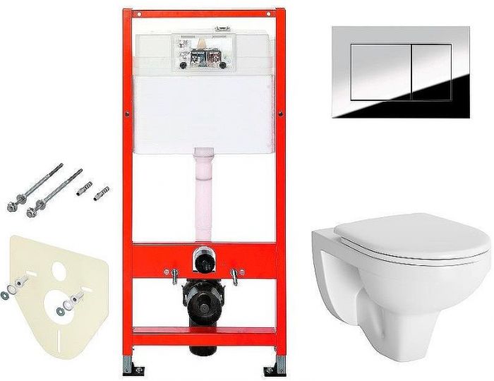 Комплект унитаза Berges Gamma 081105 с инсталляцией Tece Profil 9400412 с сиденьем Микролифт и клавишей смыва Хром глянцевый