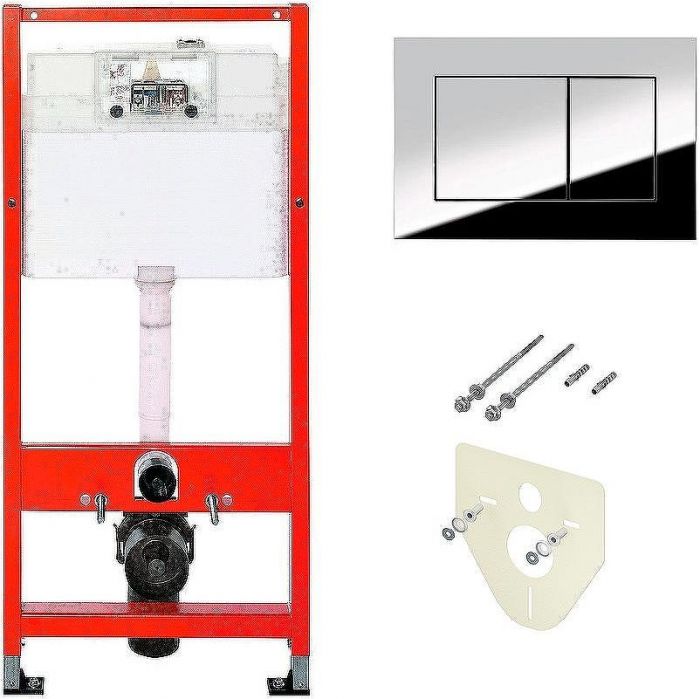 Комплект унитаза Berges Gamma 081105 с инсталляцией Tece Profil 9400412 с сиденьем Микролифт и клавишей смыва Хром глянцевый