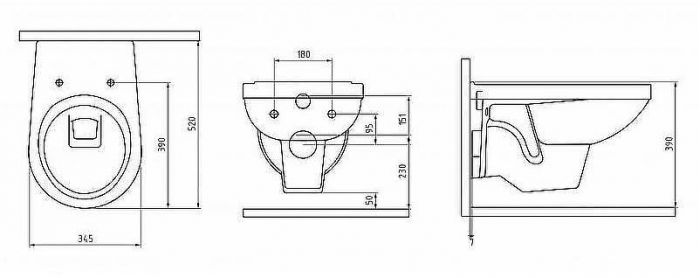 Комплект унитаза Berges Gamma 081105 с инсталляцией Tece Profil 9400412 с сиденьем Микролифт и клавишей смыва Хром глянцевый