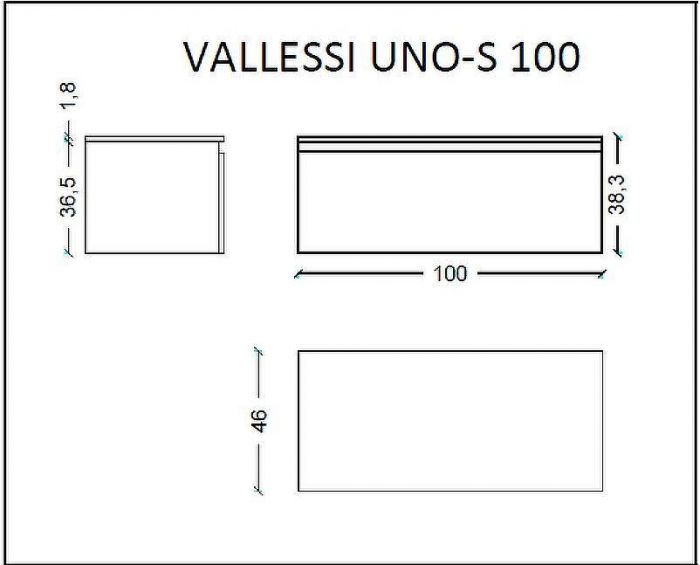 Тумба Boheme Armadi Art Vallessi UNO-S 100 897-100-A mat подвесная Антрацит матовый