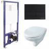 Комплект унитаза Rosa Элеганс Люкс Вн УнБ32 4620008195438 с инсталляцией Berges Novum L5 040215 с сиденьем Микролифт и Черной матовой клавишей смыва