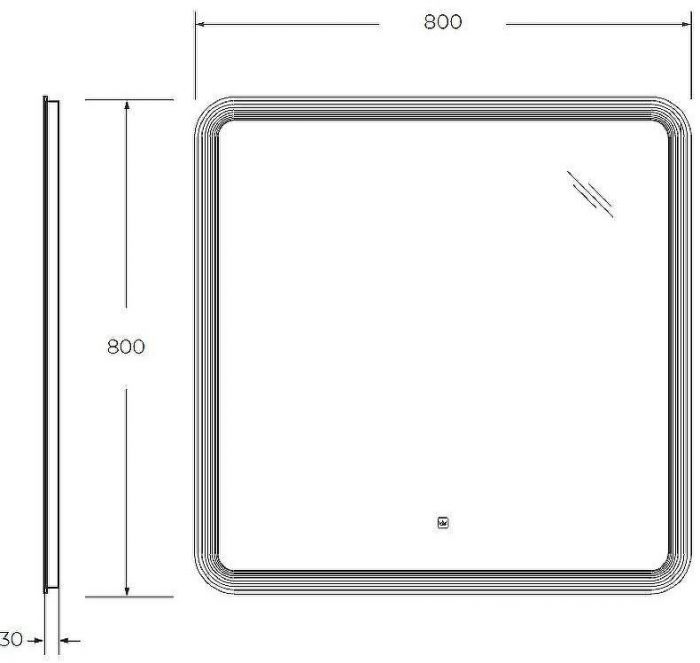 Зеркало Cezares Duet 80 CZR-SPC-DUET-800-800-LED-TCH с подсветкой с лазерной гравировкой и сенсорным выключателем