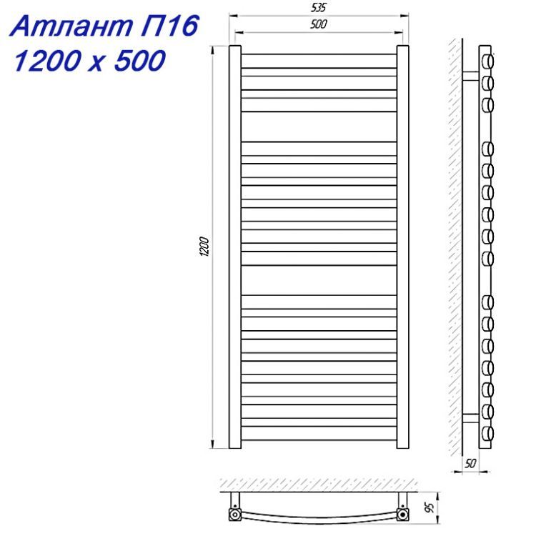 Полотенцесушитель электрический масляный Laris Атлант П16 120х50 Полотенцесушитель электрический масляный Laris Атлант П16 120х50