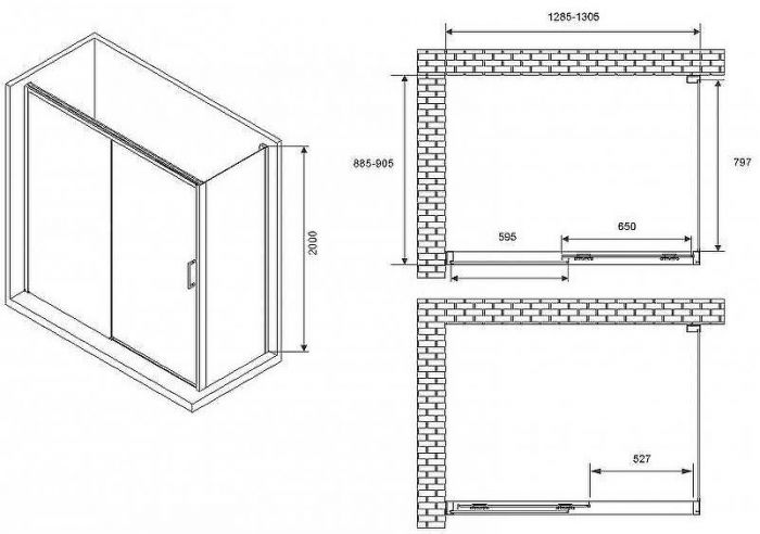 Душевой уголок Abber Komfort 130x90 AG93130-S92 профиль Хром стекло прозрачное