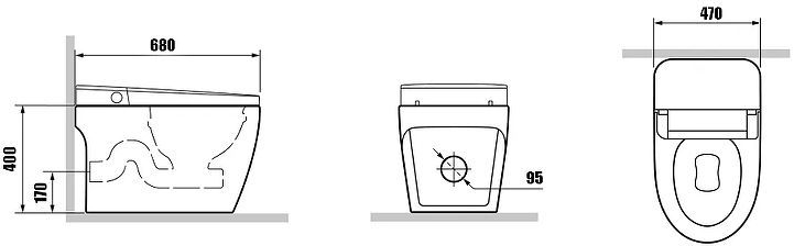 Унитаз биде Laguraty S650 приставной цвет Белый с сиденьем Микролифт
