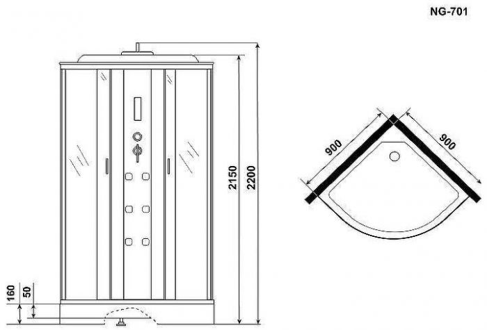 Душевая кабина Niagara Ultra 90x90 NG-701-01 с гидромассажем