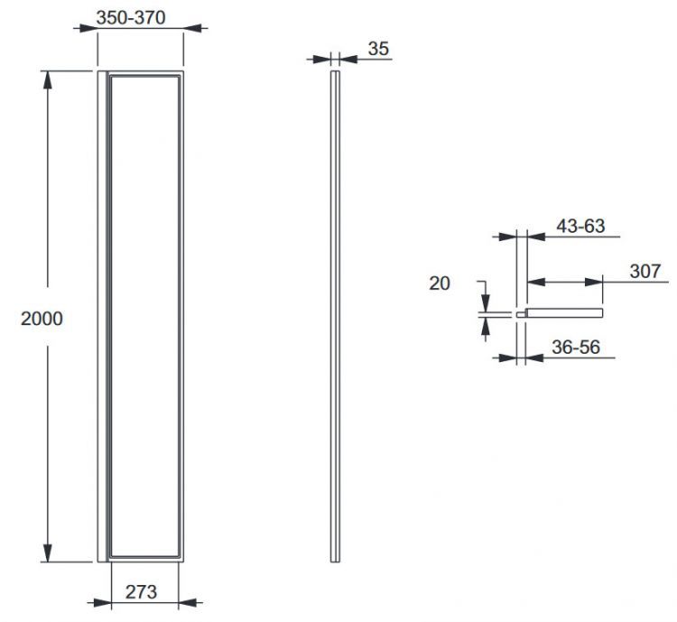 Душевой уголок Jacob Delafon Nouvelle Vague 35x200, E94WS30-B1 прозрачное стекло