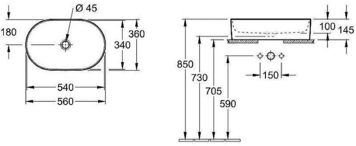 Раковина-чаша Villeroy&Boch Collaro 56 4A195601 Альпийский белый