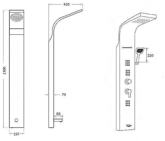 Душевая панель Boch Mann Niagara Nero BM8341 с гидромассажем Черная