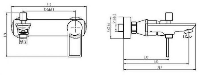 Смеситель для ванны Caprigo Kub 54-011-crm Хром