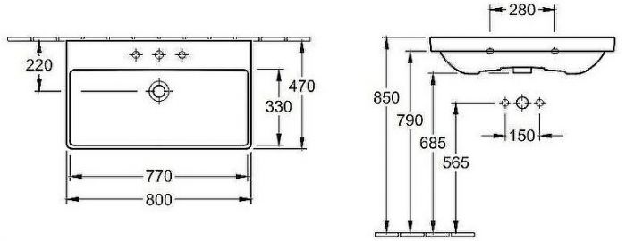 Раковина Villeroy&Boch Avento 80 41568001 Альпийский белый