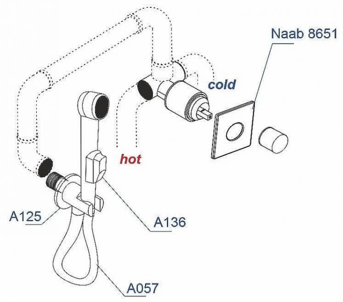 Гигиенический душ со смесителем WasserKRAFT A08657 Никель