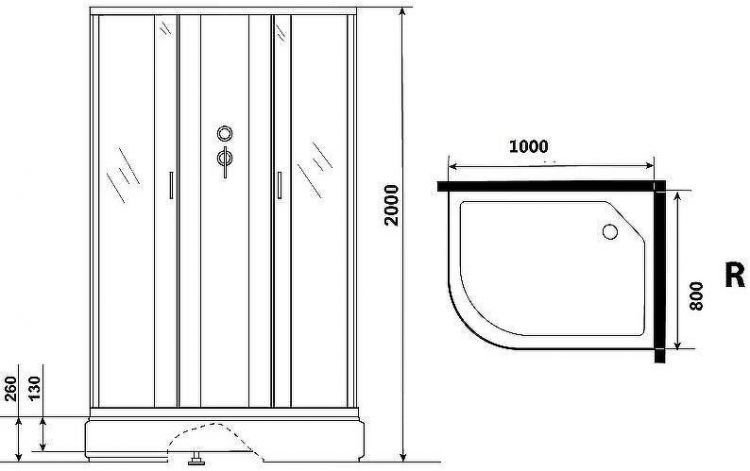 Душевая кабина Niagara Classic 100х80 R NG-33084-14RBK без гидромассажа