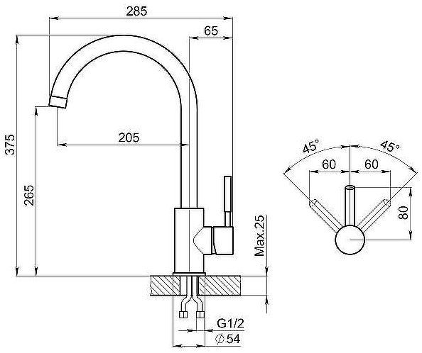 Смеситель для кухни Granula Standart ST-4031 цвет Пирит