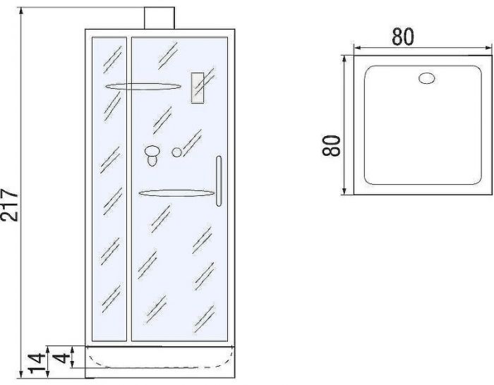 Душевая кабина River Tana 80x80 Б/К 10000001709 с поддоном