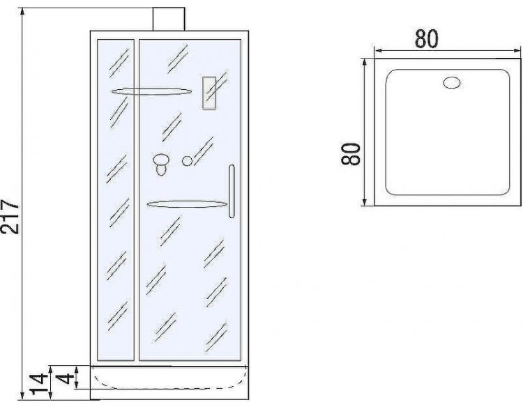 Душевая кабина River Tana 80x80 Б/К 10000001709 с поддоном