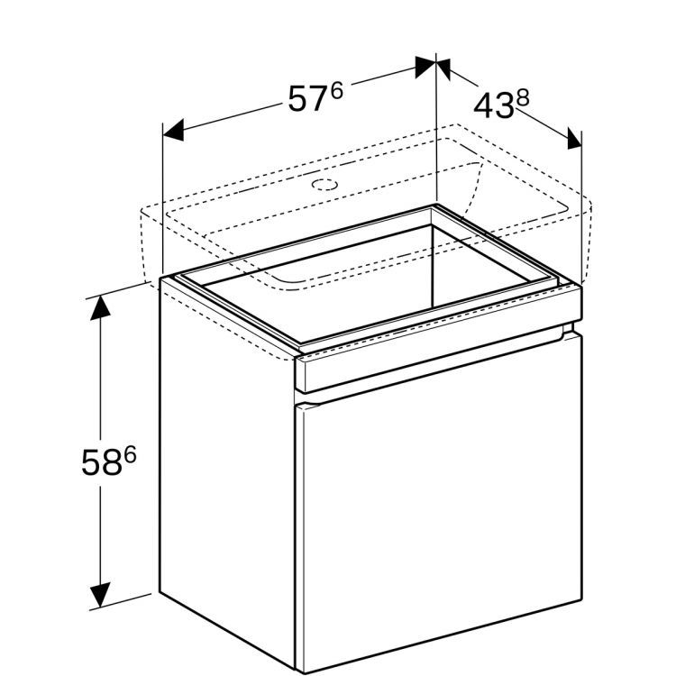 Тумба под раковину Geberit Renova Nr. 1 Plan , 58x44, светлый вяз [869652000]