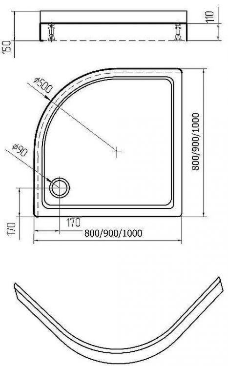 Акриловый поддон для душа Aquatek 90x90 DPA-0000004 Белый