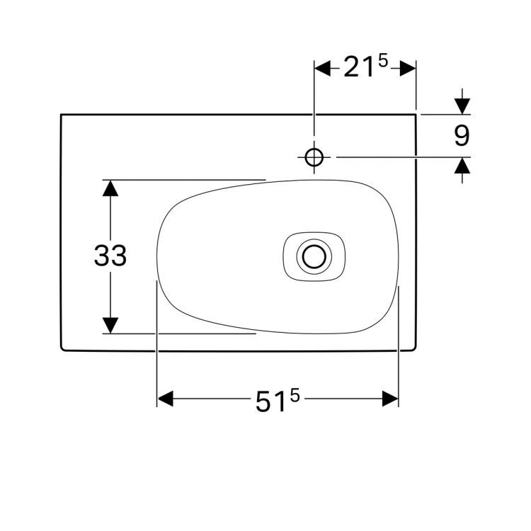 Раковина Geberit Citterio 75х50,  полочка слева, без перелива [500.546.01.1]