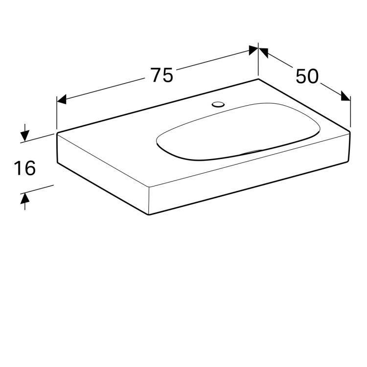 Раковина Geberit Citterio 75х50,  полочка слева, без перелива [500.546.01.1]