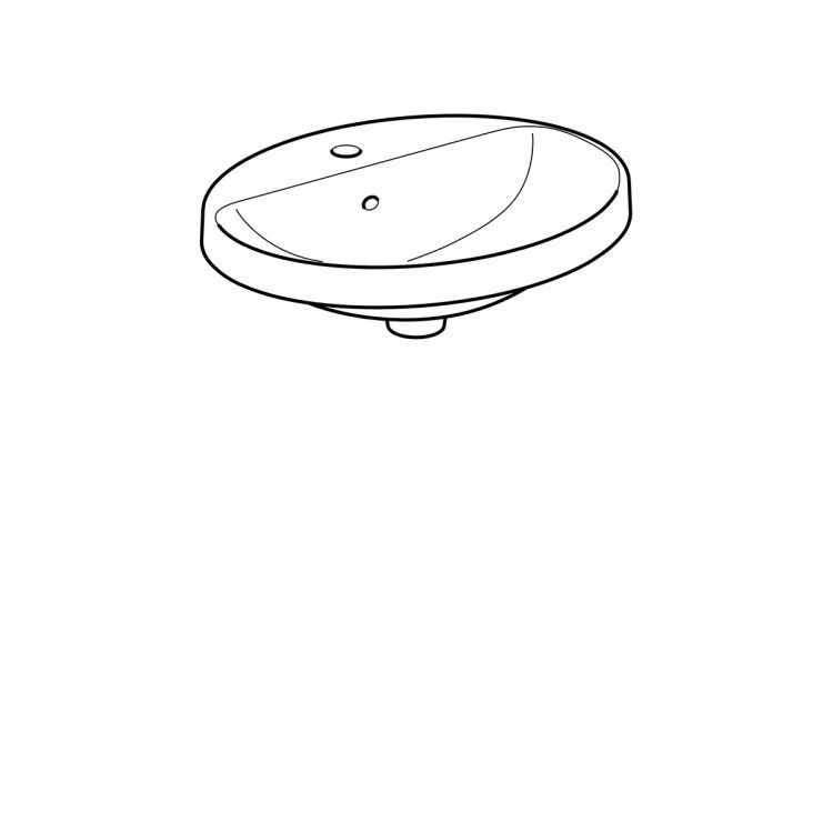 Раковина Geberit VariForm овальной формы, 55х45 см, с отв. под смеситель, с отв. перелива [500.720.01.2]