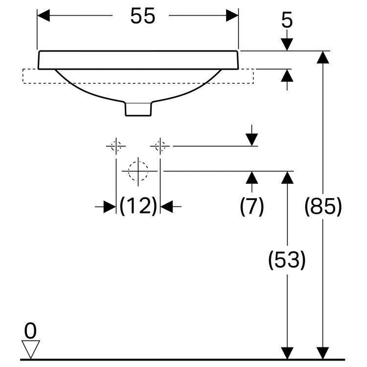 Раковина Geberit VariForm овальной формы, 55х45 см, с отв. под смеситель, с отв. перелива [500.720.01.2]